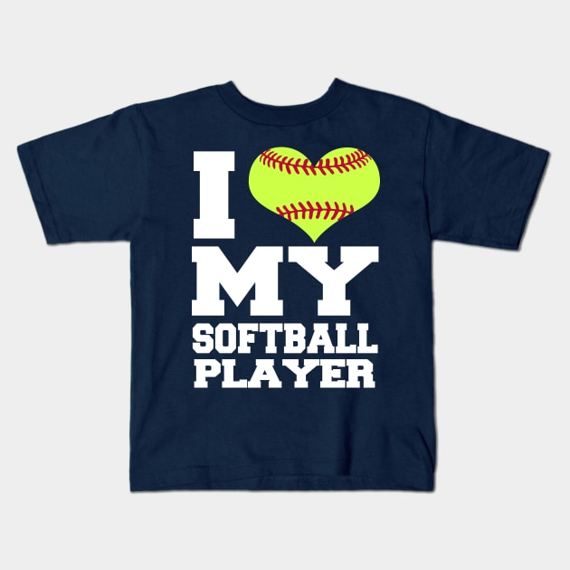 I Heart My Softball Player Fastpitch Mom Graphic product Kids T-Shirt by nikkidawn74